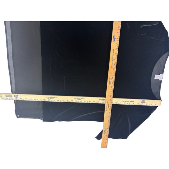 Chico’s Travelers Velvet Tunic Top Black Sheer Hem Size 3 (16/18) Long Sleeve - Picture 9 of 10